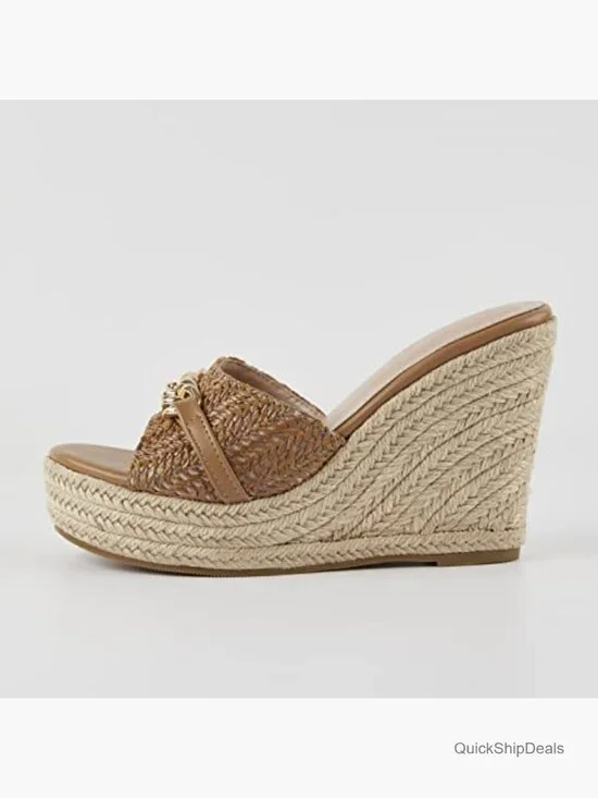 Wedge Sandals Platform Espadrille Heel Chain Slip On Casual Summer Slides - Picture 5 of 7